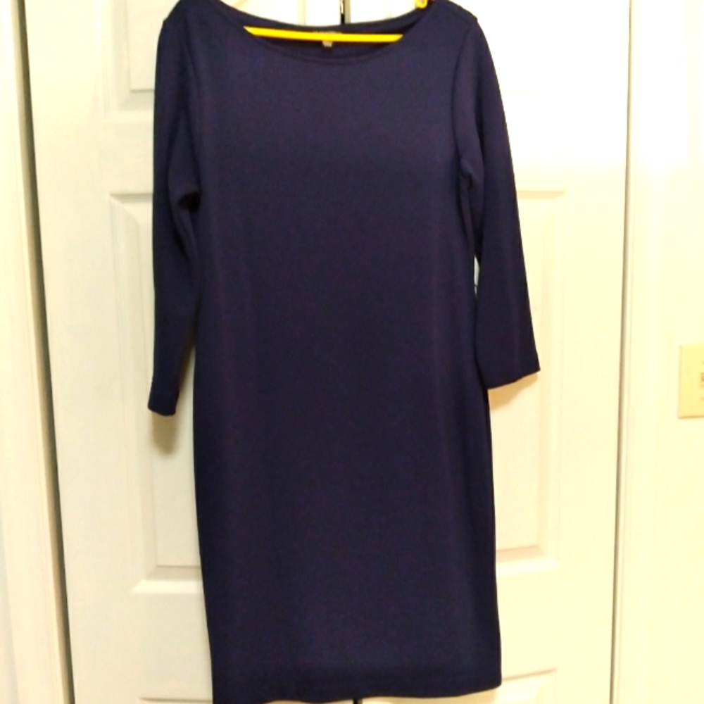 Navy blue  plain dress 3/4 sleeves size 14